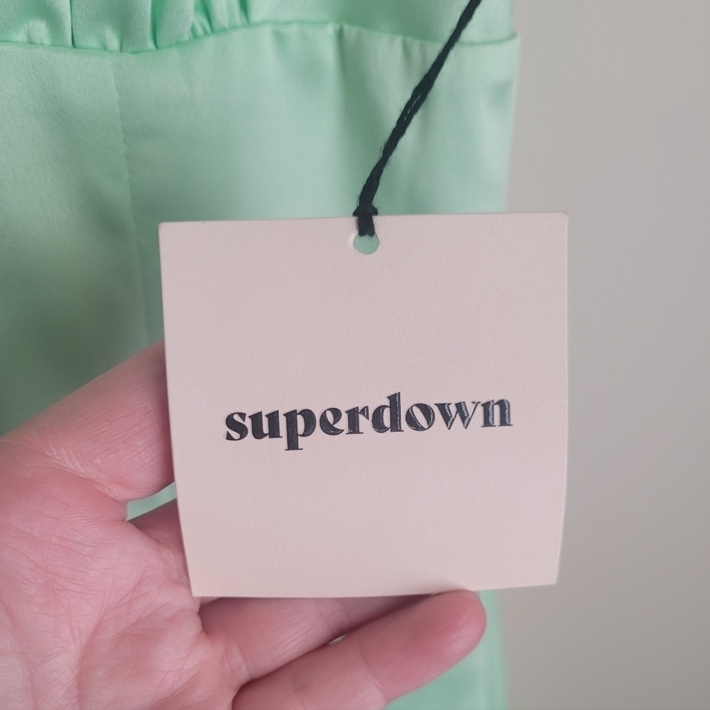 Superdown Ariel Light Lime Green Satin Mini Dress Size Medium - Picture 7 of 10